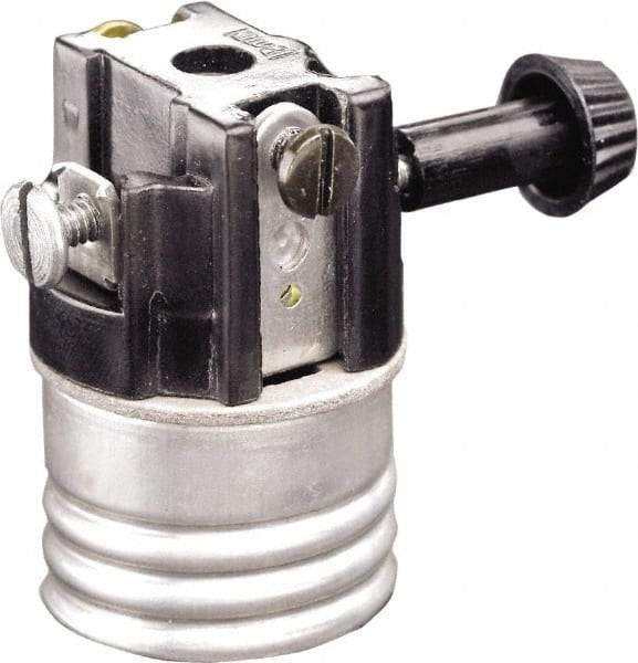Leviton - 3 Pin, 250 VAC, 250 Watt, Medium Base, Removable Turn Knob Lamp Holder - Incandescent, Screw Mounted - Exact Industrial Supply