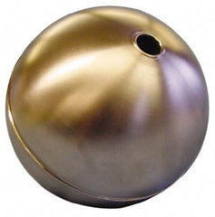 Made in USA - 4-1/2" Diam, Spherical, Tubed Through Connection, Metal Float - 1/2" Rod Thread, Stainless Steel, 500 Max psi, 24 Gauge - Exact Industrial Supply