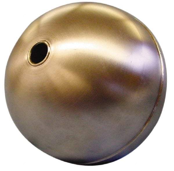 Made in USA - 9" Diam, Spherical, Tubed Through Connection, Metal Float - 1/2" Rod Thread, Stainless Steel, 300 Max psi, 18 Gauge - Exact Industrial Supply