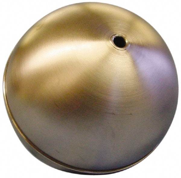 Made in USA - 2-1/2" Diam, Spherical, Internal Connection, Metal Float - 1/4-20 Thread, Stainless Steel, 500 Max psi, 26 Gauge - Exact Industrial Supply