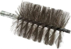 Schaefer Brush - 4-1/2" Brush Length, 3-1/2" Diam, Double Stem, Single Spiral Tube Brush - 7-1/4" Long, Stainless Steel, 1/4" NPSM Male Connection - Exact Industrial Supply