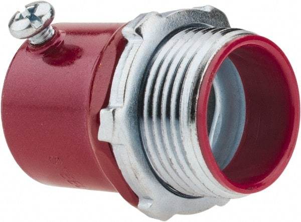 Thomas & Betts - 1" Trade, Steel Set Screw Straight EMT Conduit Connector - Insulated - Exact Industrial Supply