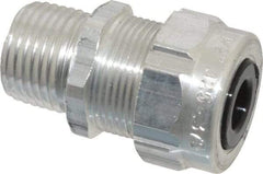 Thomas & Betts - 1/8 to 3/8" Cable Capacity, Liquidtight, Straight Strain Relief Cord Grip - 1/2 Thread, 1-3/4" Long, Aluminum - Exact Industrial Supply