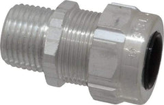 Thomas & Betts - 0.31 to 0.56" Cable Capacity, Liquidtight, Straight Strain Relief Cord Grip - 1/2 Thread, 1-3/4" Long, Aluminum - Exact Industrial Supply