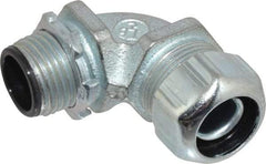 Thomas & Betts - 3/8" Trade, Steel Threaded Angled Liquidtight Conduit Connector - Insulated - Exact Industrial Supply