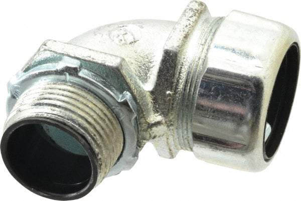 Thomas & Betts - 1" Trade, Steel Threaded Angled Liquidtight Conduit Connector - Insulated - Exact Industrial Supply
