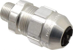 Thomas & Betts - 0.54 to 0.67" Cable Capacity, Class 1, Gas & Vapor Environments, Straight Strain Relief Cord Grip - 1/2 NPT Thread, Aluminum - Exact Industrial Supply
