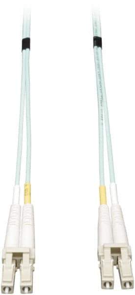 Tripp-Lite - 10' Long, LC/LC Head, Multimode Fiber Optic Cable - Aqua, Use with LAN - Exact Industrial Supply