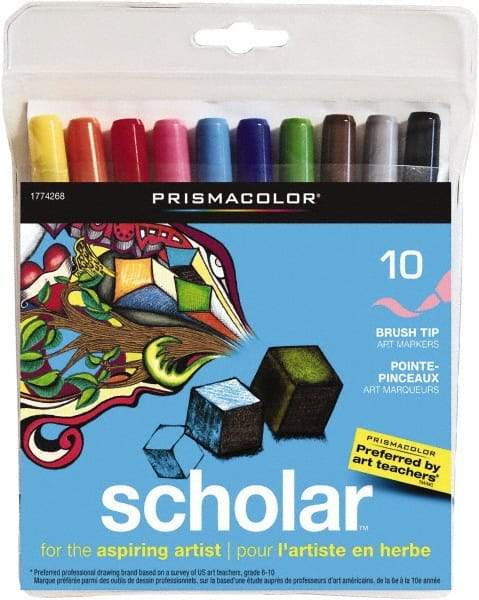 Prismacolor - Assorted Colors, Art Marker - Brush Tip, Alcohol Based Ink - Exact Industrial Supply