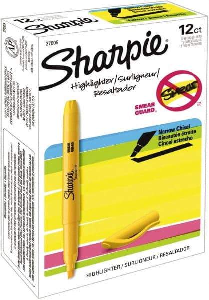 Sharpie - Yellow Highlighter - Chisel Tip, AP Nontoxic Ink - Exact Industrial Supply