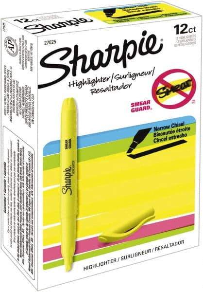 Sharpie - Fluorescent Yellow Highlighter - Chisel Tip, AP Nontoxic Ink - Exact Industrial Supply