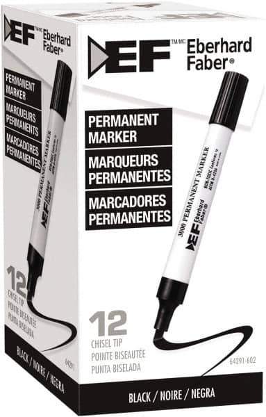Eberhard Faber - Black Permanent Marker - Chisel Felt Tip, AP Nontoxic Ink - Exact Industrial Supply