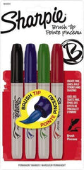 Sharpie - Black, Blue, Green, Red Permanent Marker - Brush Tip, AP Nontoxic Ink - Exact Industrial Supply