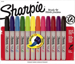 Sharpie - Assorted Colors Permanent Marker - Brush Felt Tip, AP Nontoxic Ink - Exact Industrial Supply