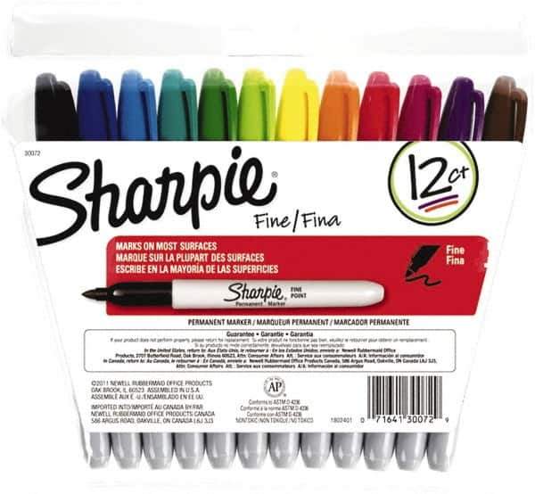 Sharpie - Assorted Colors Permanent Marker - Fine Felt Tip, AP Nontoxic Ink - Exact Industrial Supply