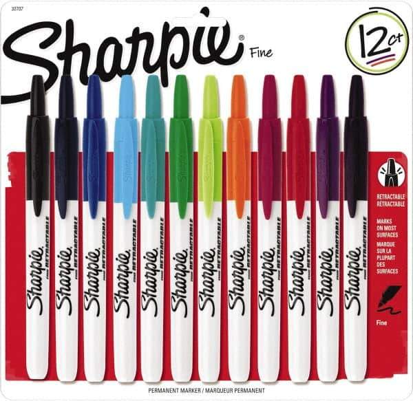 Sharpie - Assorted Colors, Permanent Marker - Retractable Fine Tip, AP Nontoxic Ink - Exact Industrial Supply