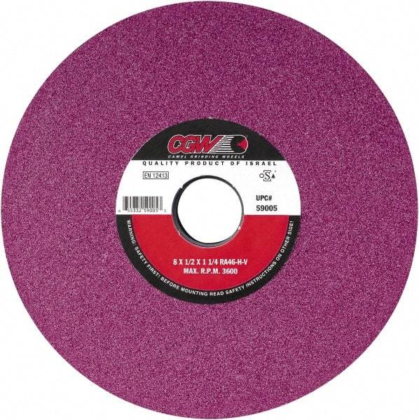 Camel Grinding Wheels - 8" Diam x 1-1/4" Hole x 3/4" Thick, J Hardness, 60 Grit Surface Grinding Wheel - Aluminum Oxide, Type 5, Medium Grade, Vitrified Bond, One-Side Recess - Exact Industrial Supply
