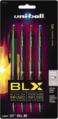Uni-Ball - 0.7mm Retractable Pen - Blue & Black, Green & Black, Purple & Black, Red & Black - Exact Industrial Supply