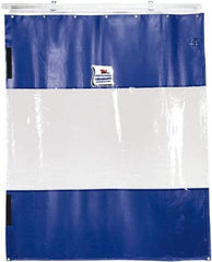 TMI, LLC - 24' Door Width x 12' Door Height PVC Solid with Vision Panel (Style) Industrial Curtain Kit - Blue/Clear - Exact Industrial Supply