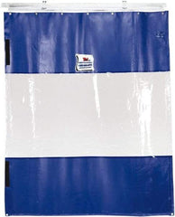 TMI, LLC - 12' Door Width x 8' Door Height PVC Solid with Vision Panel (Style) Industrial Curtain Kit - Blue/Clear - Exact Industrial Supply