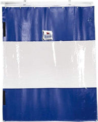 TMI, LLC - 6' Door Width x 8' Door Height PVC Solid with Vision Panel (Style) Industrial Curtain Kit - Blue/Clear - Exact Industrial Supply