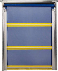 TMI, LLC - 8' Door Width x 8' Door Height PVC Mesh Bug Screen & In-Tube Motorized (Style) Roll Up Dock Screen - Blue/Yellow - Exact Industrial Supply