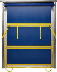TMI, LLC - 8' Door Width x 8' Door Height PVC Mesh Bug Screen & Spring Loaded Manuel (Style) Roll Up Dock Screen - Blue/Yellow - Exact Industrial Supply