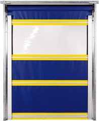 TMI, LLC - 8' Door Width x 8' Door Height PVC Solid with Vision Panel & In-Tube Motorized (Style) Roll Up Dock Screen - Blue/Yellow/Clear - Exact Industrial Supply