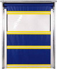 TMI, LLC - 8' Door Width x 10' Door Height PVC Solid with Vision Panel & In-Tube Motorized (Style) Roll Up Dock Screen - Blue/Yellow/Clear - Exact Industrial Supply