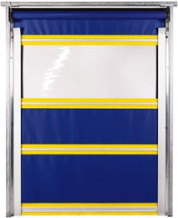 TMI, LLC - 12' Door Width x 12' Door Height PVC Solid with Vision Panel & In-Tube Motorized (Style) Roll Up Dock Screen - Blue/Yellow/Clear - Exact Industrial Supply