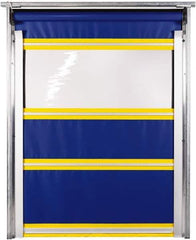 TMI, LLC - 10' Door Width x 10' Door Height PVC Solid with Vision Panel & In-Tube Motorized (Style) Roll Up Dock Screen - Blue/Yellow/Clear - Exact Industrial Supply