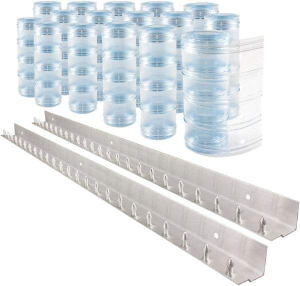 Aleco - 8' Door Width x 8' Door Height PVC Clear Ribbed Strip Door Kit - Clear - Exact Industrial Supply