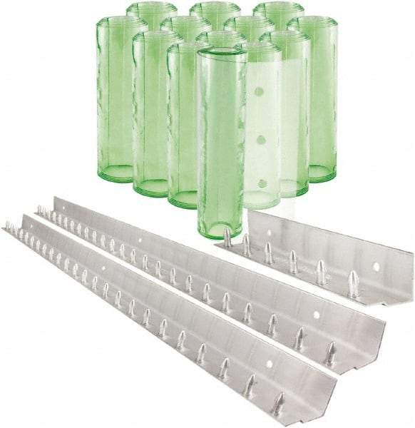 Aleco - 9' Door Width x 9' Door Height PVC Clear Smooth Antistatic Strip Door Kit - Light Green Tint - Exact Industrial Supply