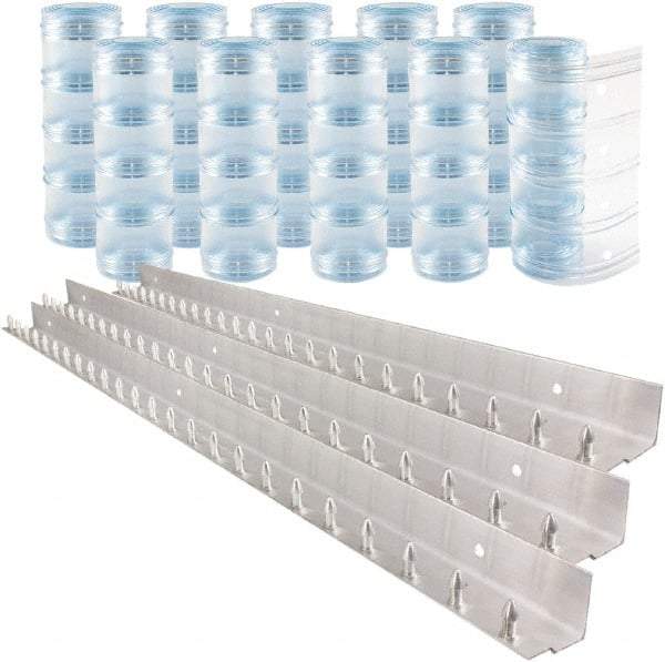 Aleco - 7' Door Width x 10' Door Height PVC Clear Ribbed Strip Door Kit - Clear - Exact Industrial Supply