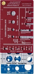 BoltSize-It - 0.06 to 3/4 Inch, Plastic, Inch and Metric Thread Screw Checker - 3 Leaves, 16 Thread per Inch, Rivet Gauge; Screw Gauge; Drill Gauge - Exact Industrial Supply