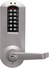 Kaba Access - Combination Entry with Key Override Lever Lockset for 1-3/8 to 2-1/4" Thick Doors - 2-3/4" Back Set, 6 or 7 Pin Length Best & Compatible (Core Not Included) Cylinder, Satin Chrome Finish - Exact Industrial Supply