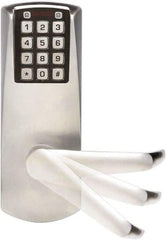 Kaba Access - Self Powered Lever Lockset for 1-3/8 to 2-1/4" Thick Doors - 2-3/4" Back Set, Nonkey Override Cylinder, Satin Chrome Finish - Exact Industrial Supply