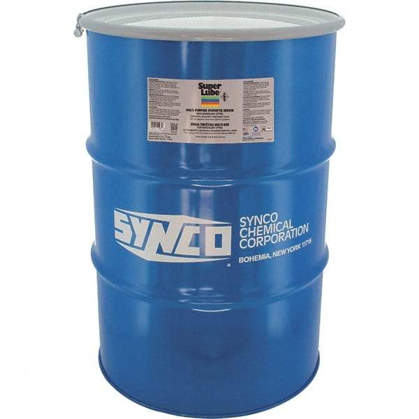 Synco Chemical - 400 Lb Drum Synthetic Lubricant w/PTFE General Purpose Grease - Translucent White, Food Grade, 450°F Max Temp, NLGIG 000, - Exact Industrial Supply