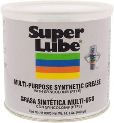 Synco Chemical - 14.1 oz Canister Synthetic Lubricant w/PTFE General Purpose Grease - Translucent White, Food Grade, 450°F Max Temp, NLGIG 0, - Exact Industrial Supply