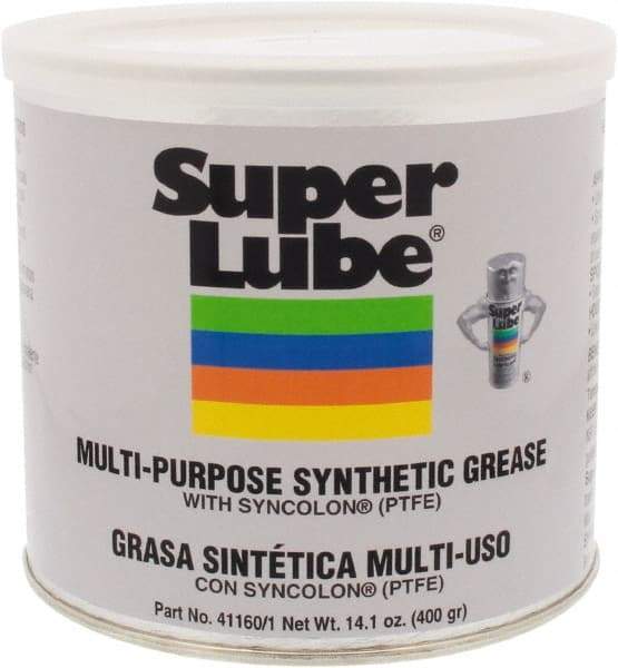 Synco Chemical - 14.1 oz Canister Synthetic Lubricant w/PTFE General Purpose Grease - Translucent White, Food Grade, 450°F Max Temp, NLGIG 1, - Exact Industrial Supply