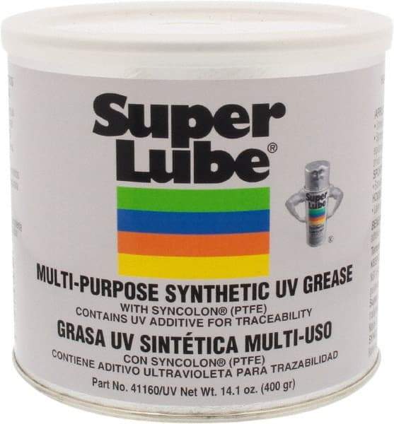 Synco Chemical - 14.1 oz Canister Synthetic Lubricant w/PTFE General Purpose Grease - Translucent White, Food Grade, 450°F Max Temp, NLGIG 2, - Exact Industrial Supply