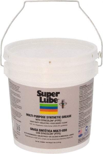 Synco Chemical - 5 Lb Pail Synthetic Lubricant w/PTFE General Purpose Grease - Translucent White, Food Grade, 450°F Max Temp, NLGIG 00, - Exact Industrial Supply