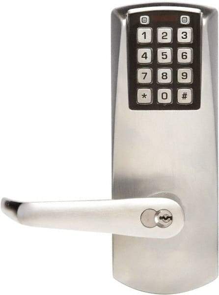 Kaba Access - 1-3/4 to 2-1/4" Door Thickness, Satin Chrome Finish, Combination Entry Deadbolt with Key Override - Field Set Handling, Key Override, 6 or 7 Pin Cylinder - Exact Industrial Supply