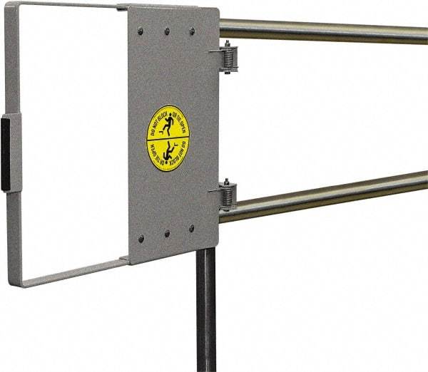FabEnCo - Carbon Steel Self Closing Rail Safety Gate - Fits 24 to 30" Clear Opening, 1-1/2" Wide x 22" Door Height, 28 Lb, Gray - Exact Industrial Supply