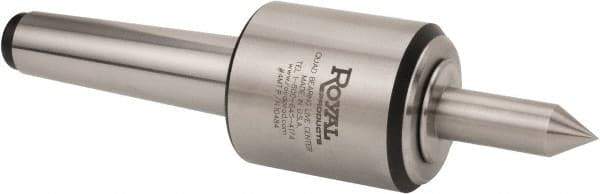 Royal Products - MT2 Morse Taper, 1.7" Head Diam Live Center - 6,000 Max RPM, 2.12" Head Length, 1/2" Point Diam, 1-3/4" Point Len, 350 Lb Max Workpc, Long Point - Exact Industrial Supply