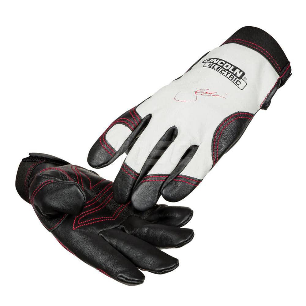 Welding Gloves: Uncoated, TIG Welding Application Black & White, Uncoated Coverage, Textured Grip