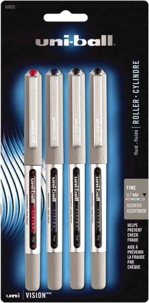 Uni-Ball - Roller Ball 0.7mm Stick Pen - Black, Red & Blue - Exact Industrial Supply