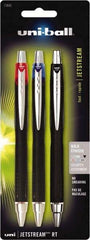 Uni-Ball - Roller Ball 1mm Retractable Pen - Black, Red & Blue - Exact Industrial Supply