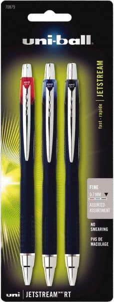 Uni-Ball - Roller Ball 0.7mm Retractable Pen - Black, Red & Blue - Exact Industrial Supply