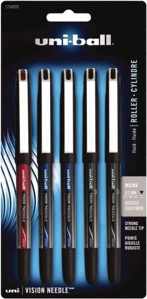 Uni-Ball - Roller Ball 0.5mm Stick Pen - Black, Red & Blue - Exact Industrial Supply